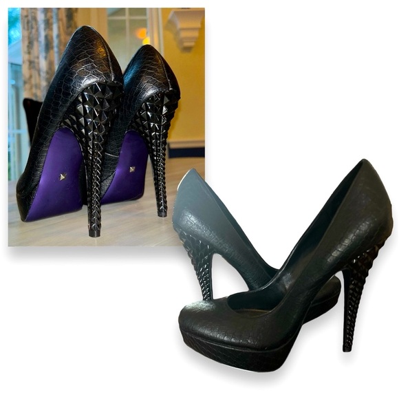 Label Rachel Roy Studded Heels Black Stiletto Size 7 - Picture 1 of 16